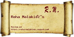 Reha Malakiás névjegykártya